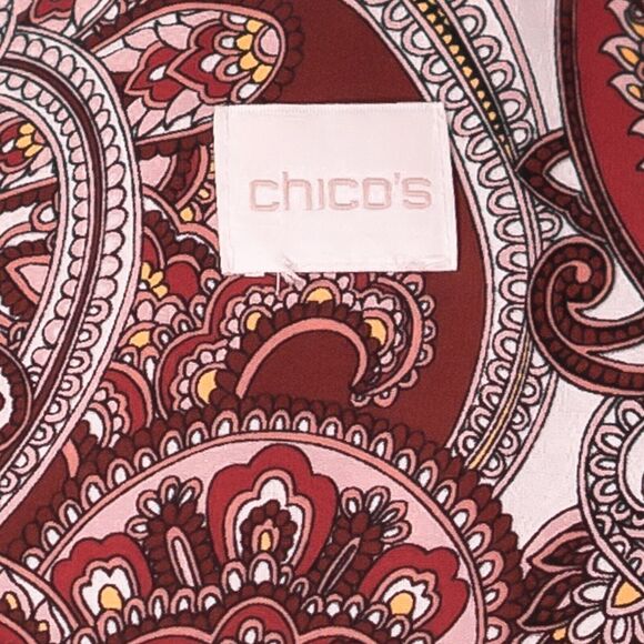 Chico's Women's Shirt Button Up Multicolor Paisley Pleated Tunic Top 4 XXL/20 - Picture 3 of 9